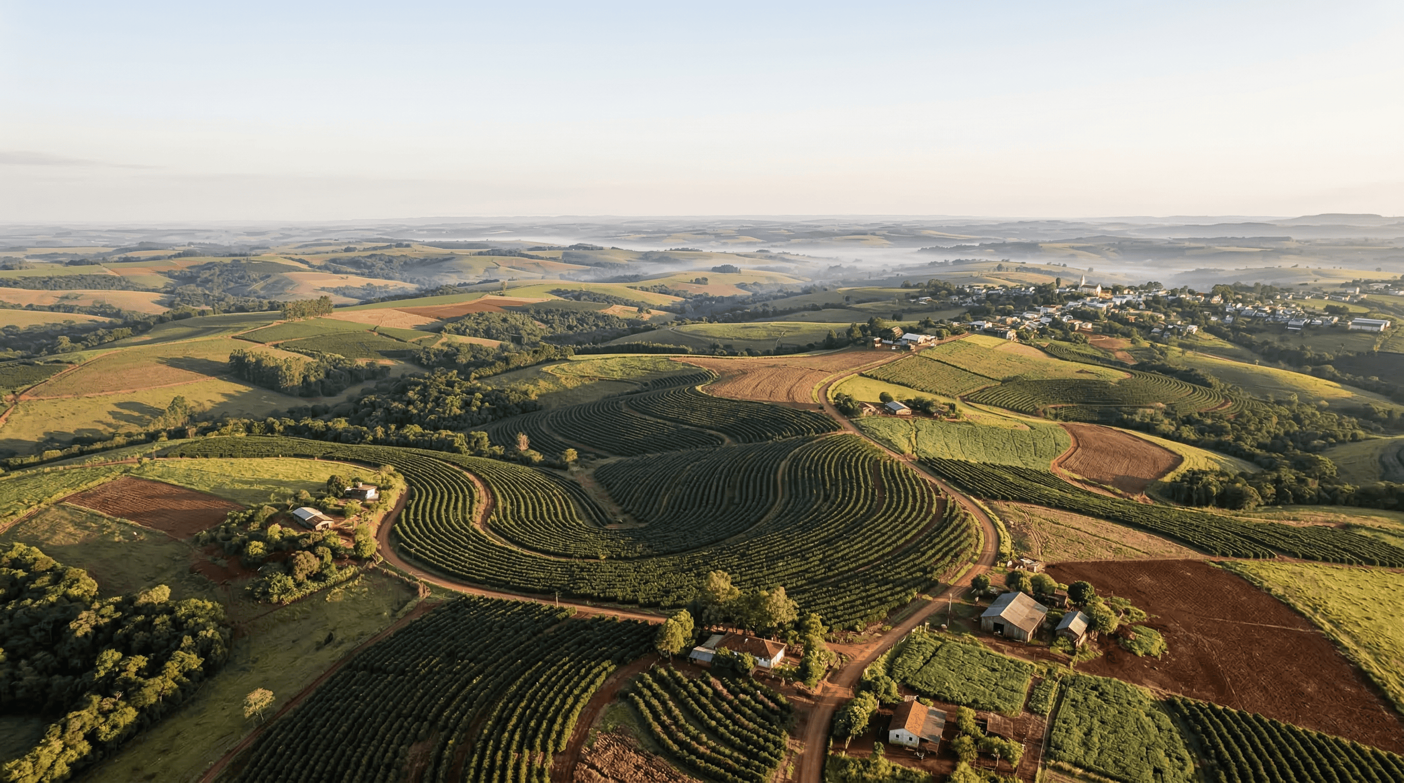 Paisagem do Norte Pioneiro do Paraná — cafezais e terra roxa